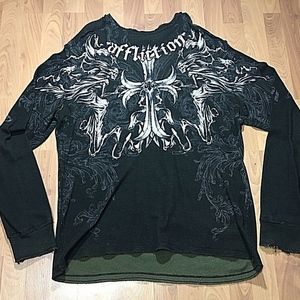 Affliction Black/Green reversible thermal shirt